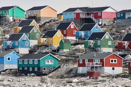 Sea Dragon view of town in Greenland, Arctic