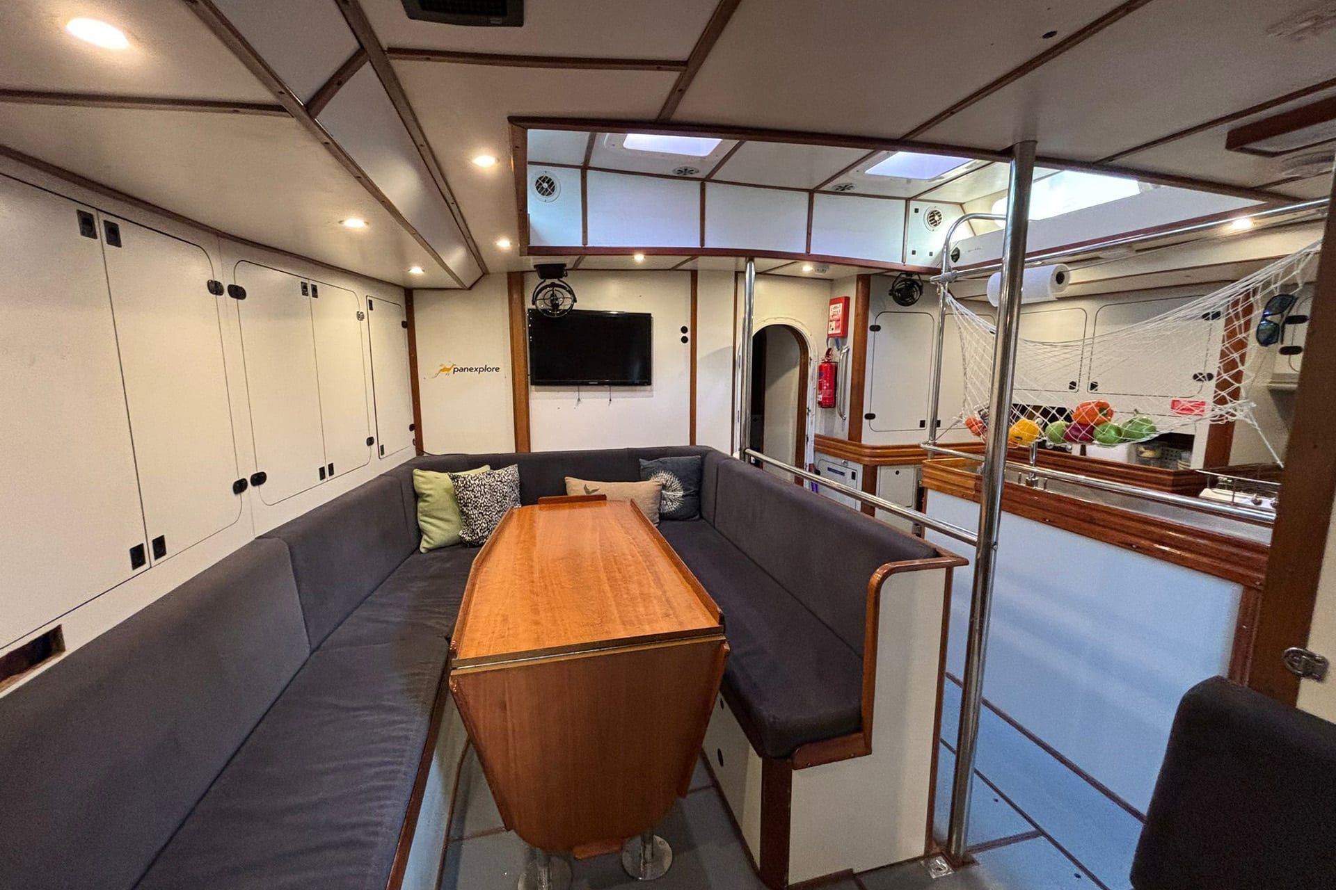 Sea Dragon yacht below deck onboard interior view of saloon