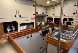 Sea Dragon yacht onboard below deck view of galley interior