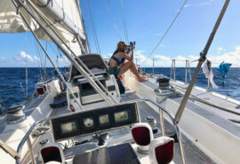 Sea Dragon yacht sailing on deck sextant navigation