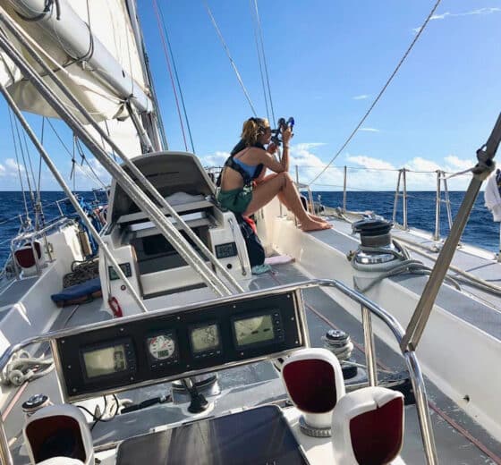 Sea Dragon yacht sailing on deck sextant navigation