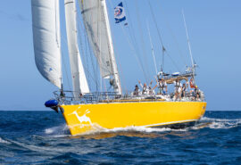Sea Dragon yacht underway from port side sailing