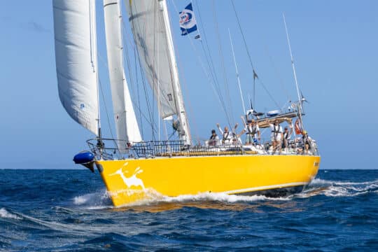 Sea Dragon yacht underway from port side sailing