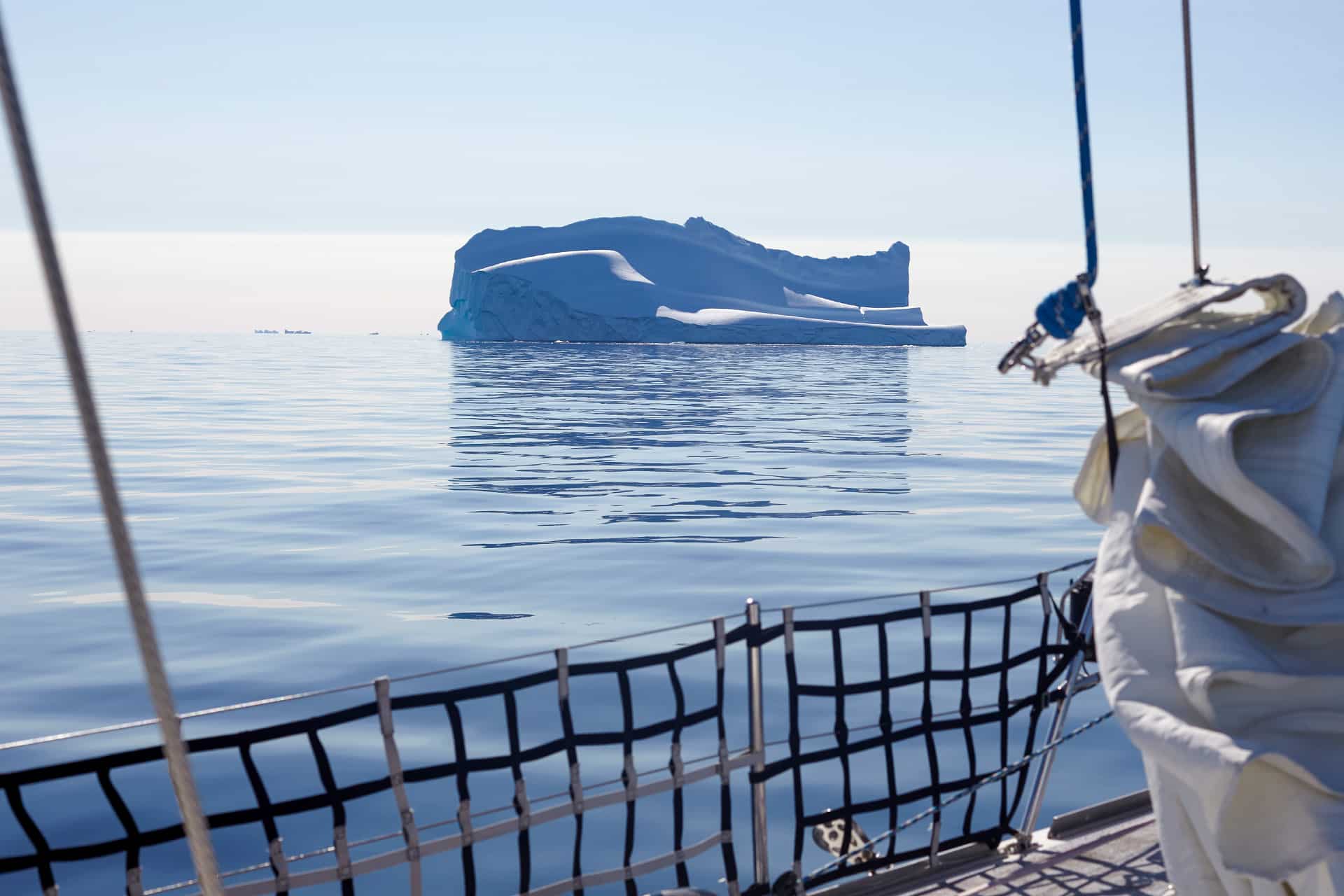 Sea dragon view from deck of iceberg in Arctic Greenland