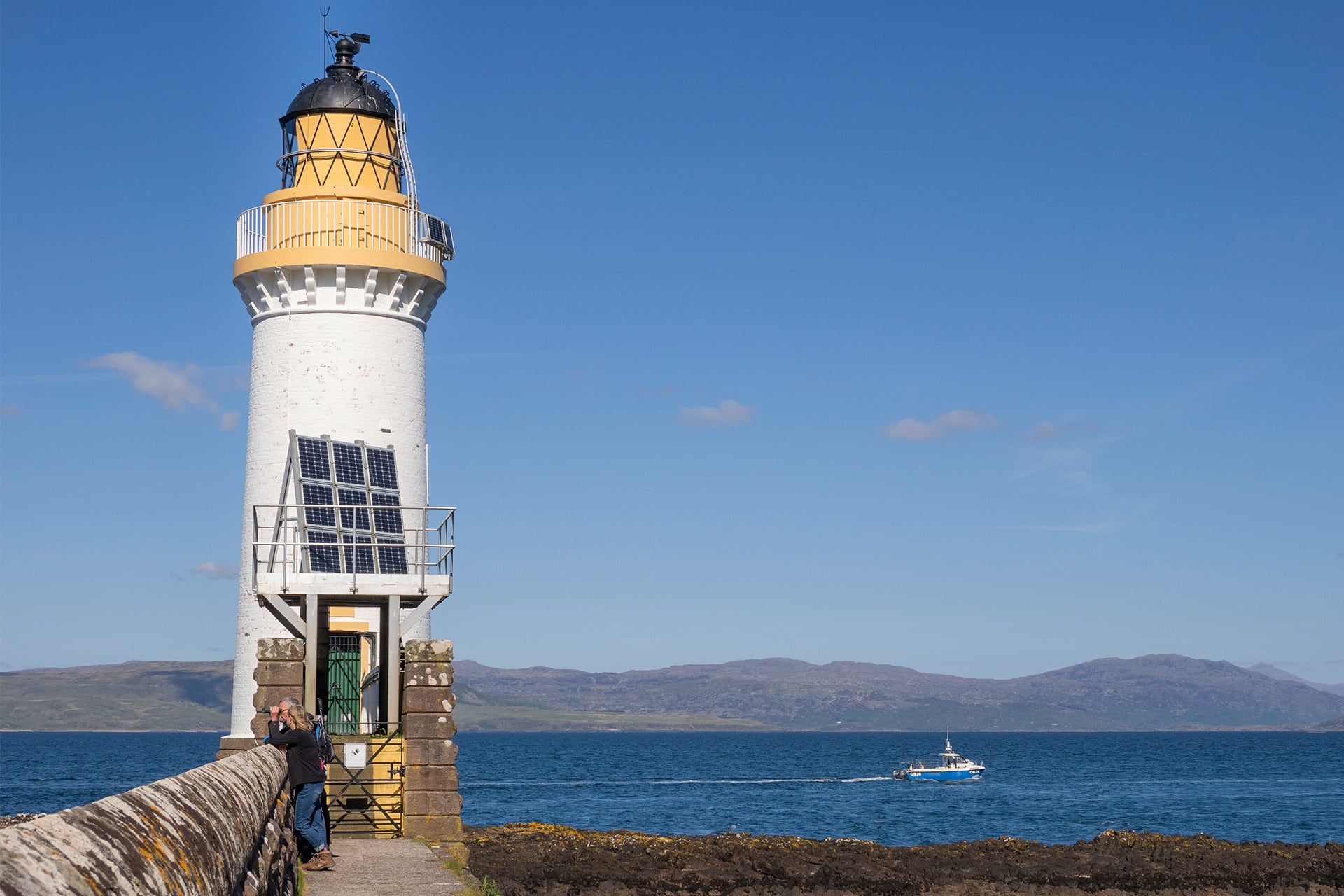 Steady Tobermory lighthouse, Isle of Mull, Hebrides, Scotland