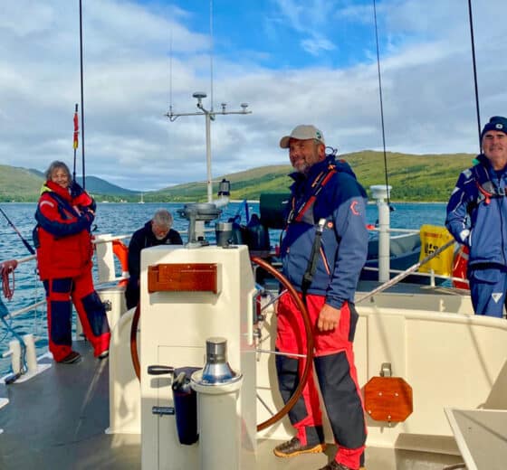 Steady guests onboard yacht sailing in the Hebrides, Scotland