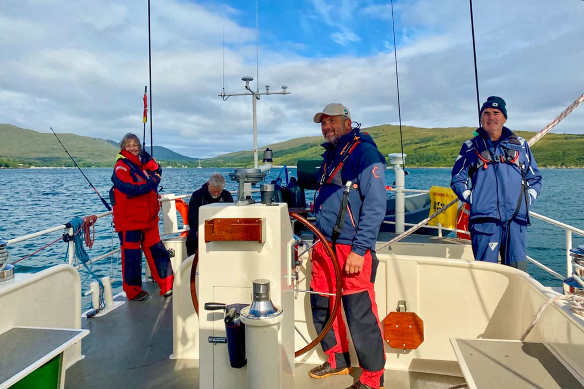 Steady guests onboard yacht sailing in the Hebrides, Scotland