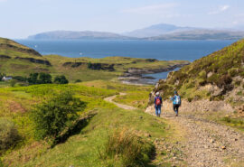 Steady guests walking on the Isle of Kerrera, Hebrides, Scotland hike and sail