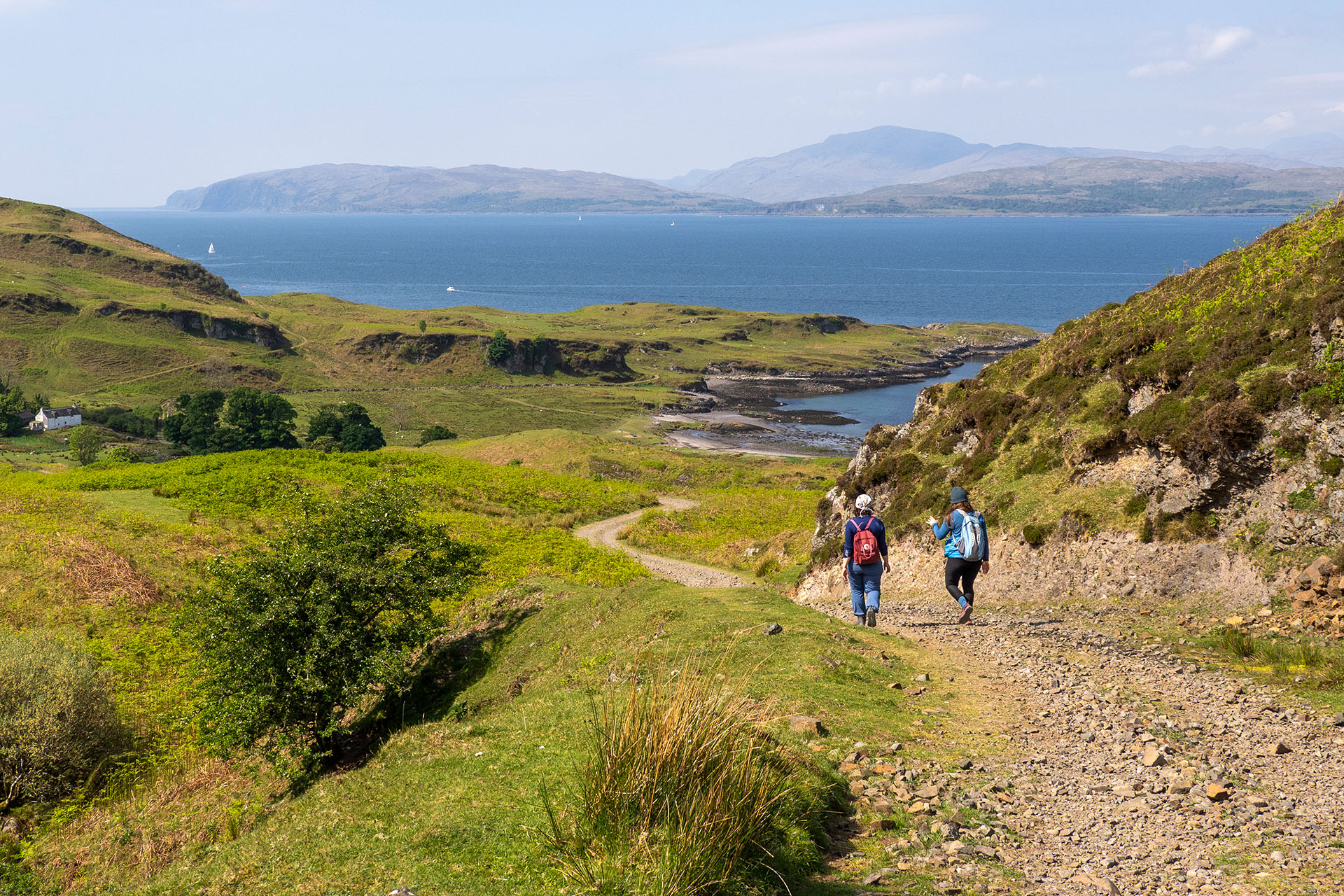 Steady guests walking on the Isle of Kerrera, Hebrides, Scotland hike and sail