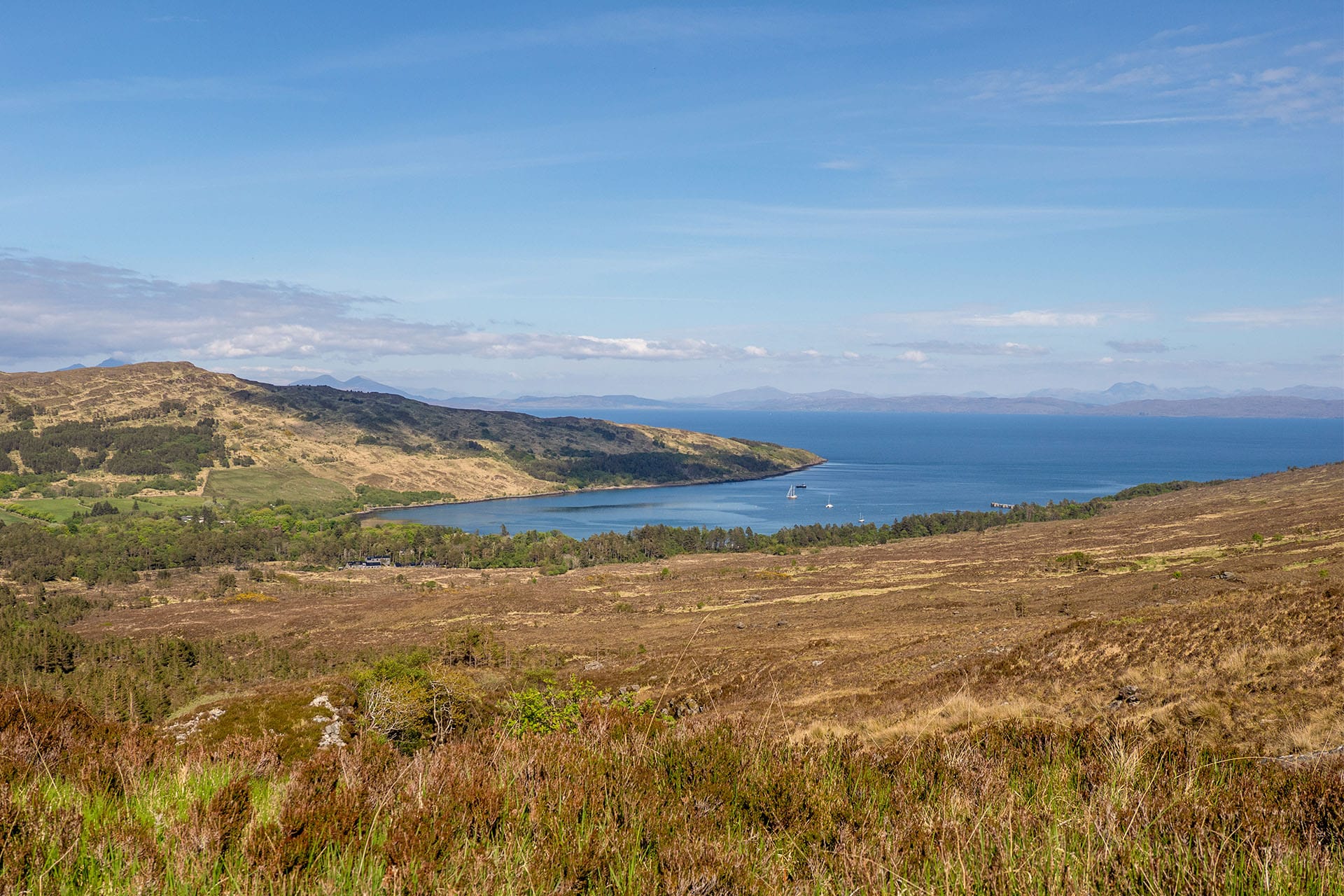 Steady view overlooking the Isle of Rum, Hebrides, Scotland