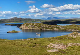 Steady yacht anchored Tanera Mor, Summer Isles, Hebrides, Scotland