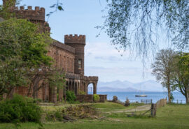 Steady yacht anchored at Kinloch Castle, Isle of Rum, Hebrides, Scotland