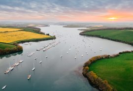 Sunset over Devon bay near Salcombe UK