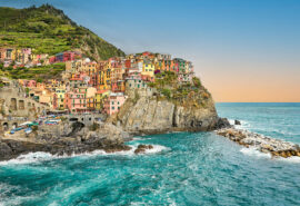 Sunset view of La Spezia, Italy coastline
