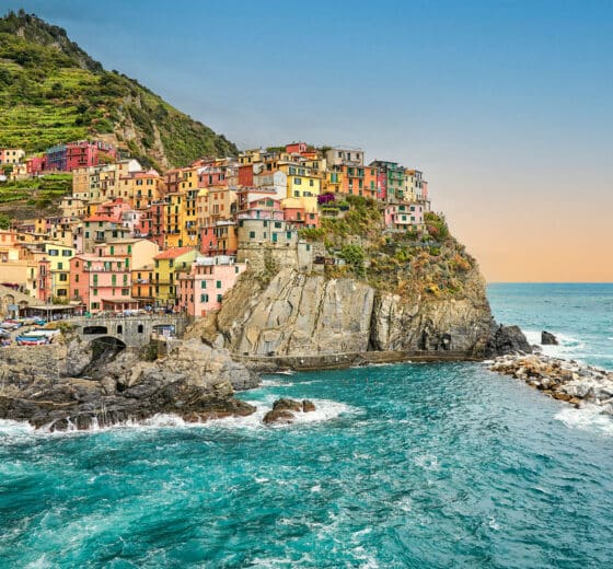 Sunset view of La Spezia, Italy coastline