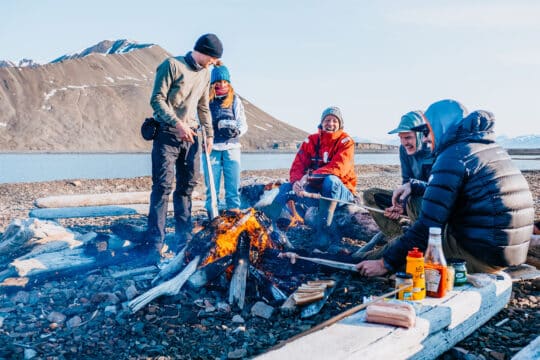 Svalbard Arctic Beach bonfire summer Valiente guests