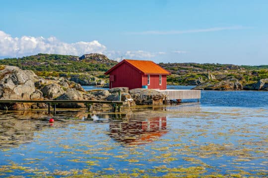 Swedish traditional boathouse, coast of Sweden
