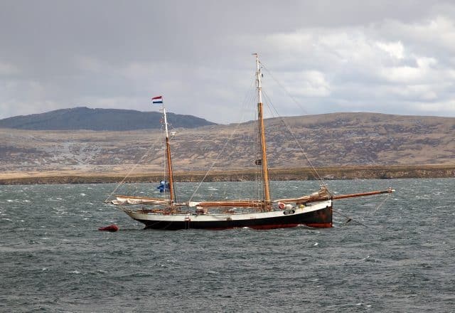 Tecla anchored East Falkland island
