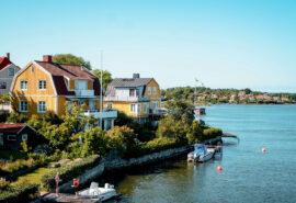 Traditional houses in Karlskrona, Swedish archipelago Sweden
