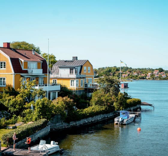 Traditional houses in Karlskrona, Swedish archipelago Sweden