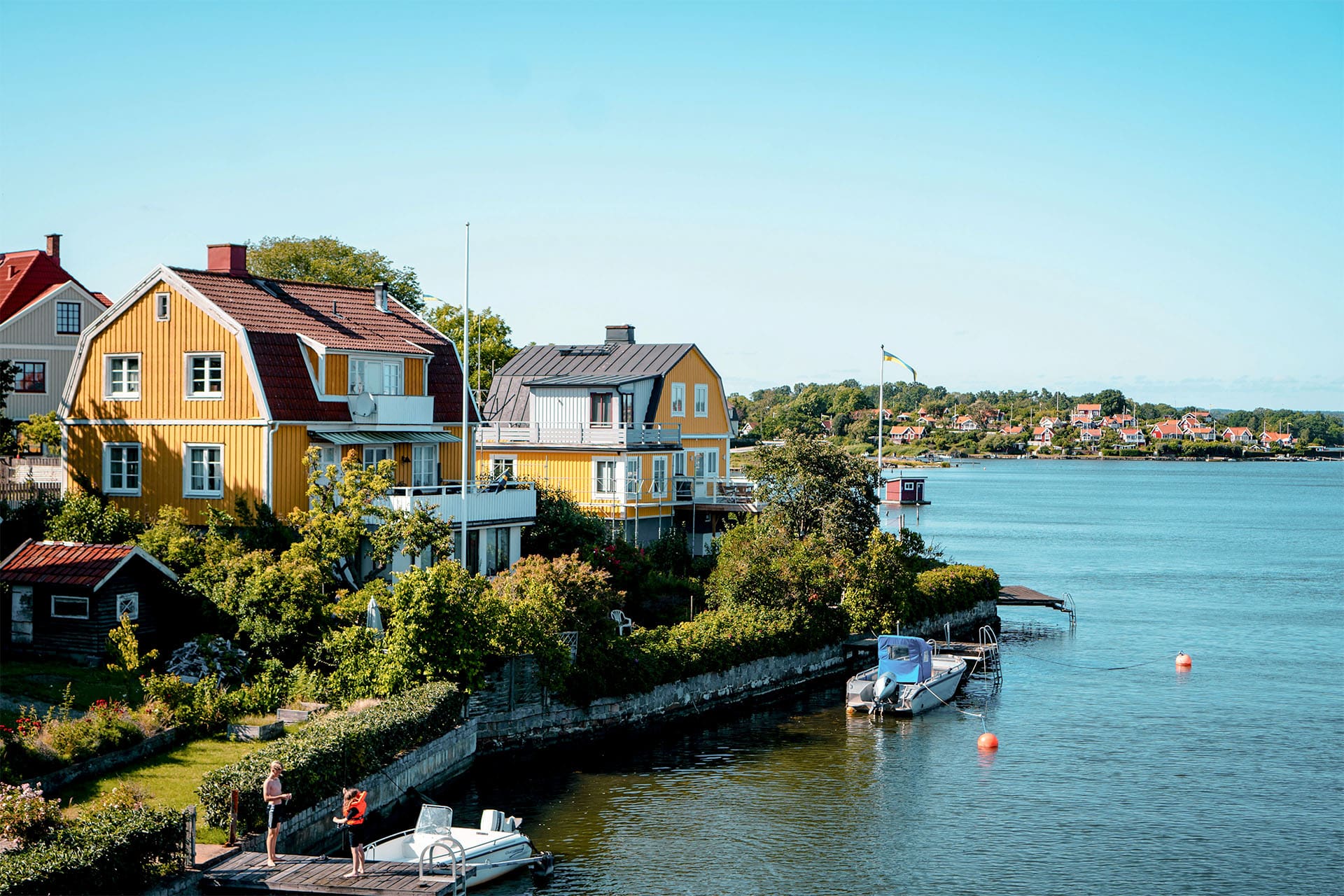 Traditional houses in Karlskrona, Swedish archipelago Sweden