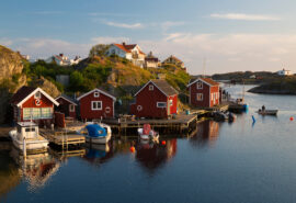 Traditional houses on the Bohuslan Coast, near Gothenburg, Sweden