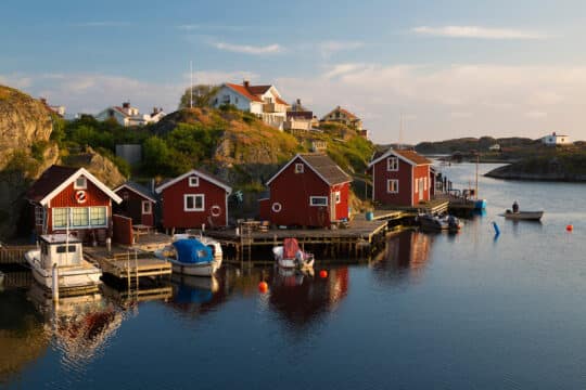 Traditional houses on the Bohuslan Coast, near Gothenburg, Sweden