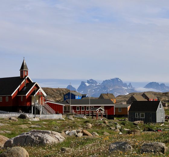 Traditional settlement in West Greenland with Tecla
