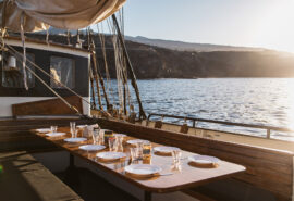 Twister dinner on deck dining aboard interior