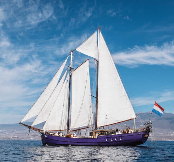 Twister schooner in full sailing sailing in Canary Islands : Caribbean
