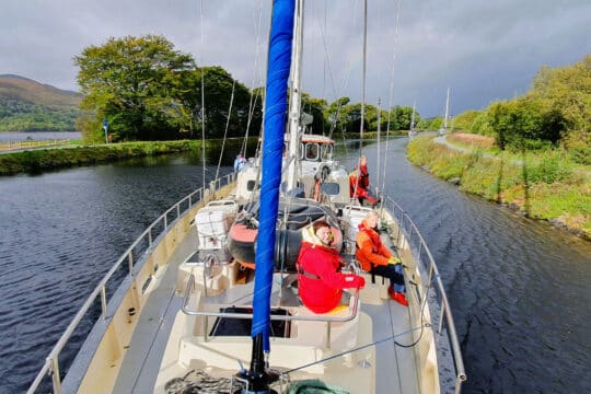 Valiente sailing along Caledonian Canal, Scotland