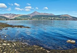View from the shore Isle of Arran, the Firth of Clyde