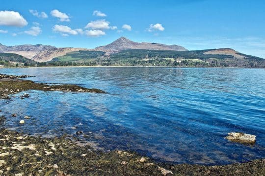 View from the shore Isle of Arran, the Firth of Clyde