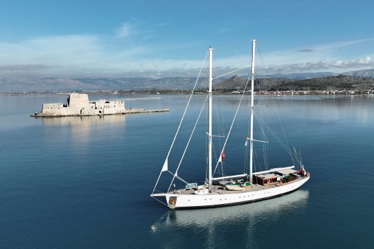 View of Kairos anchored in Greece