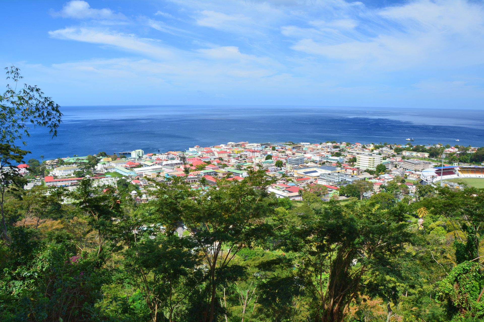 Aerial view of Roseau, Dominica