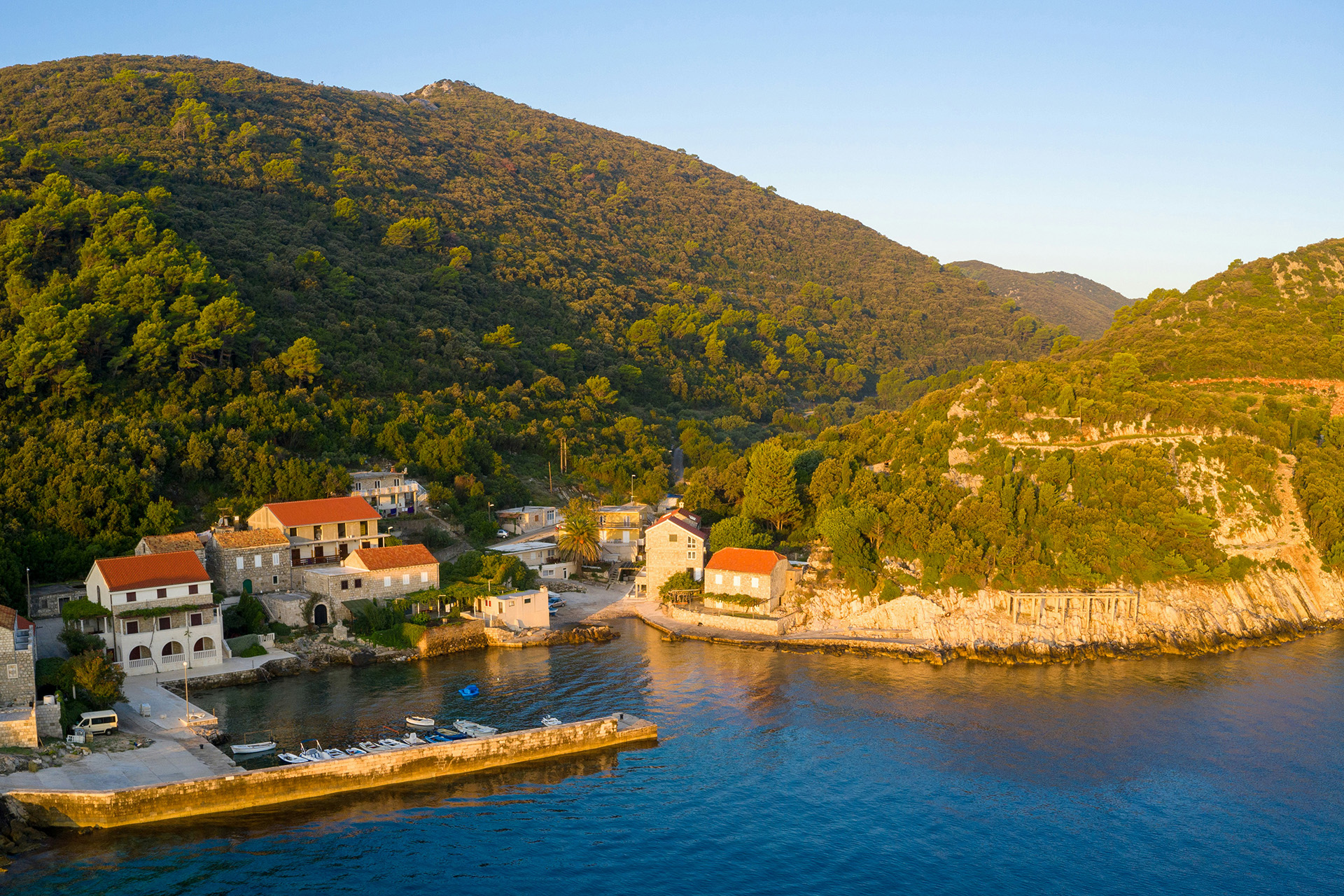 View of a port in the island of Mljet, Croatia