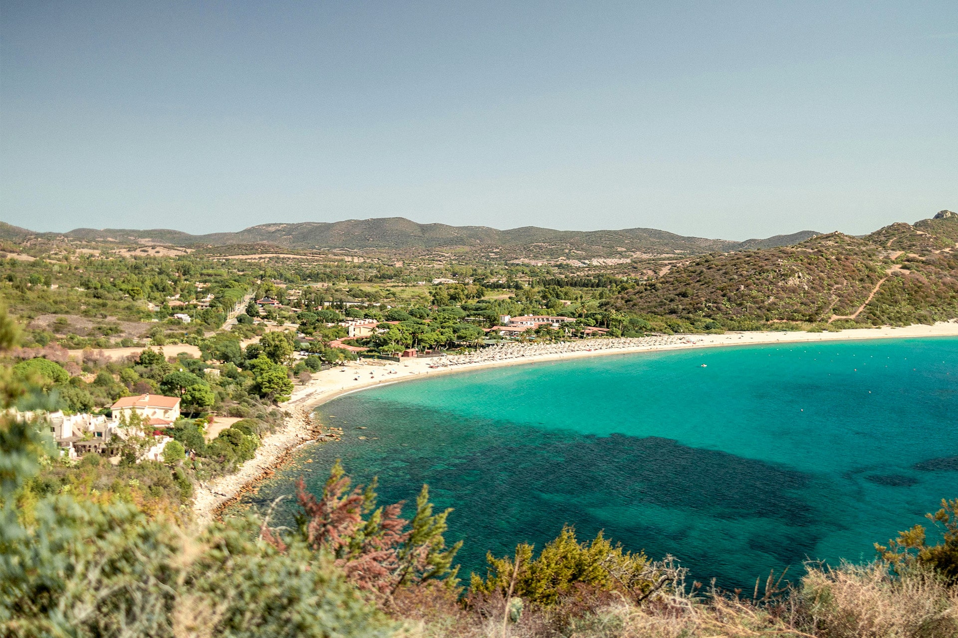 View of beach at Cagliari, Southern Sardinia, Italy