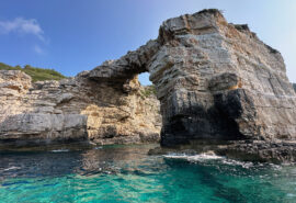 View of sea caves in Ionian Sea, Corfu, Greece