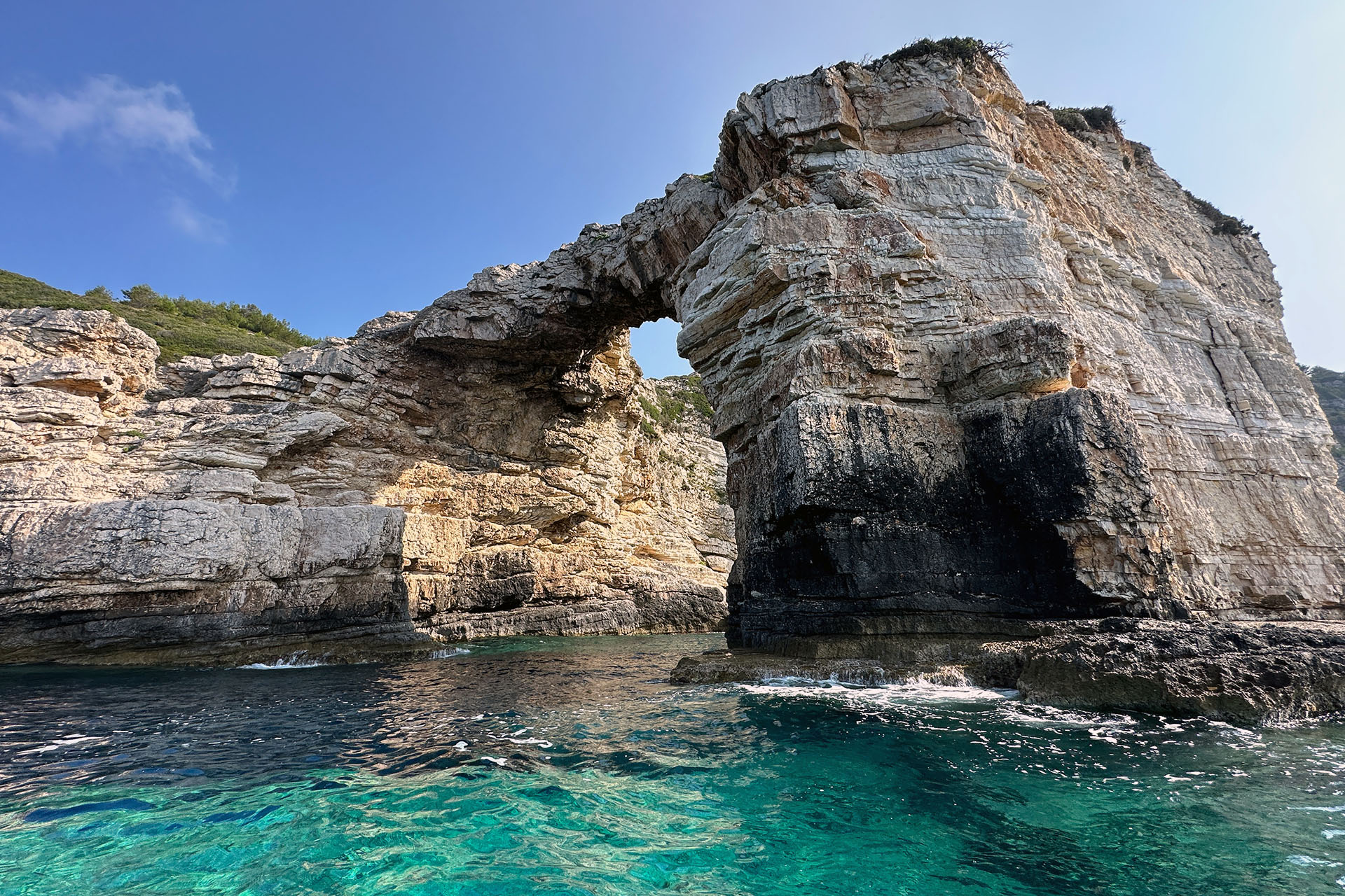 View of sea caves in Ionian Sea, Corfu, Greece