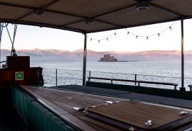View of sunset from the deck of Kairos