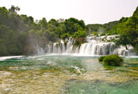 View over Krka Waterfalls in Skradin, Croatia