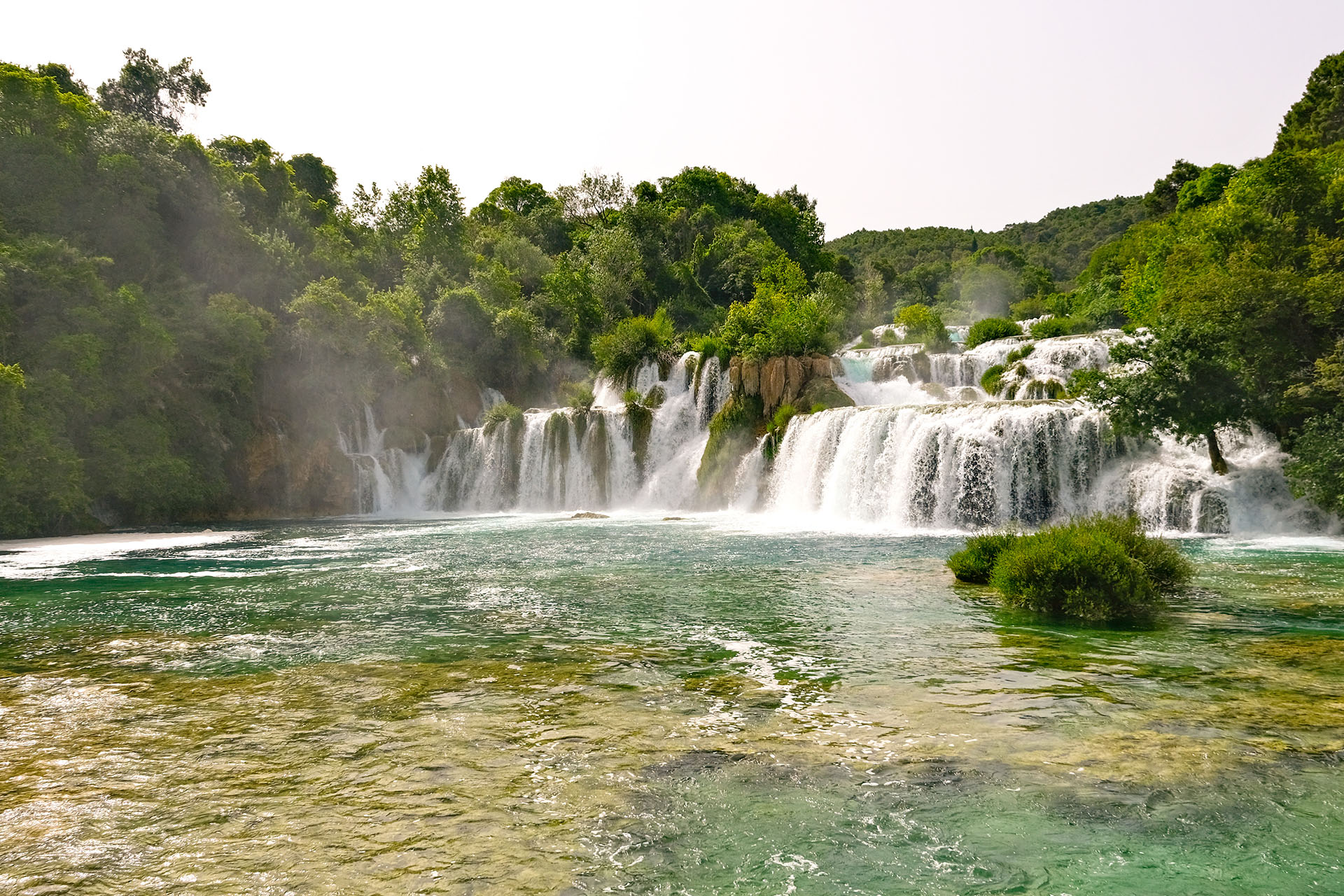 View over Krka Waterfalls in Skradin, Croatia