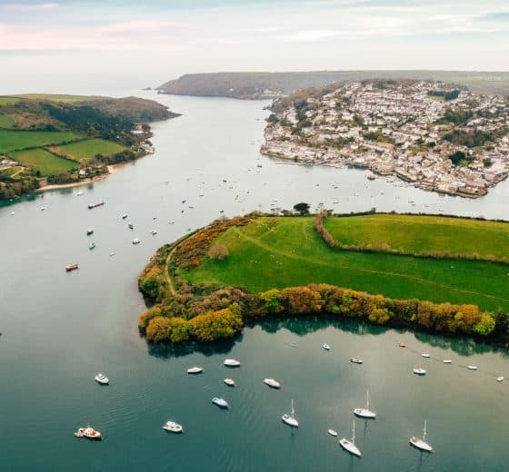 View overlooking Salcombe in Devon UK harbour