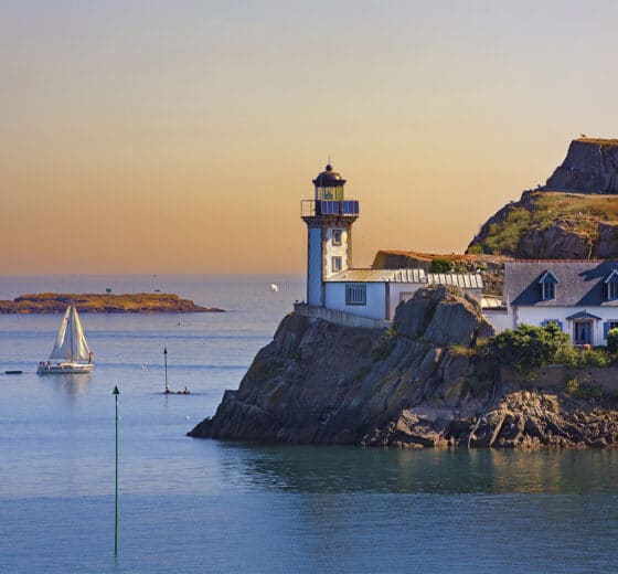 Yacht sailing in Brittany, France