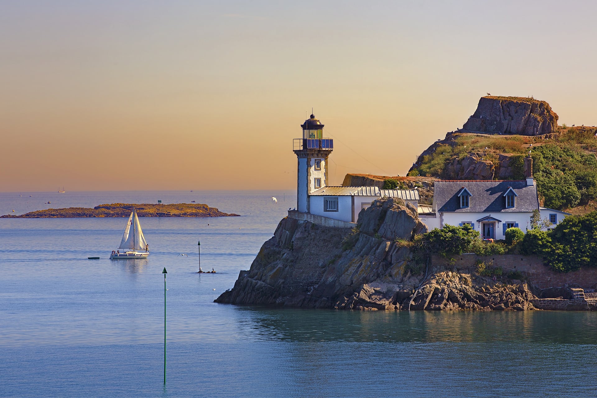 Yacht sailing in Brittany, France