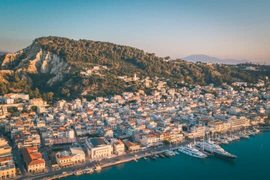 Yachts anchored at port of Zante, Zakynthos, Ionian Islands Greece