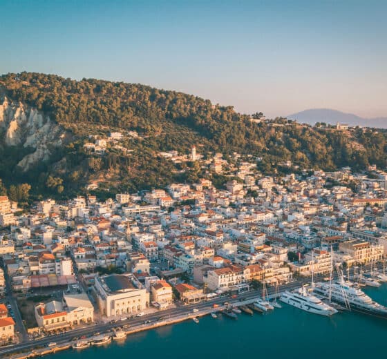 Yachts anchored at port of Zante, Zakynthos, Ionian Islands Greece