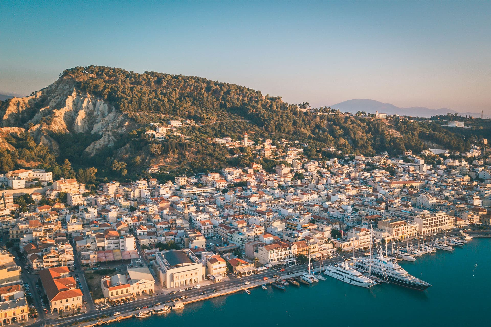 Yachts anchored at port of Zante, Zakynthos, Ionian Islands Greece