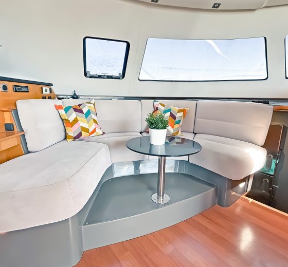 Zorba catamaran interior seating