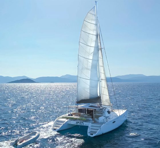 Zorba catamaran sunshine sailing in Greece